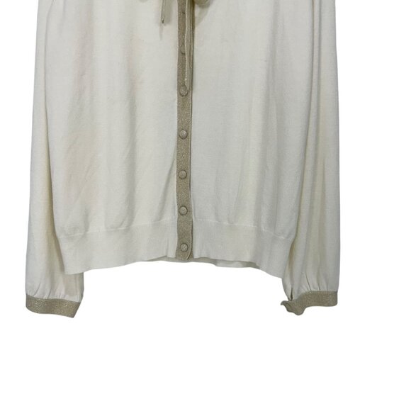 George Womens XL(16-18) Button Up Cardigan Sweater Vanilla Dream With Bow Detail - Picture 9 of 13